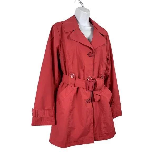 cg.l.cg Womens Pink Belted Trench Coat Style Size Large - Picture 3 of 14